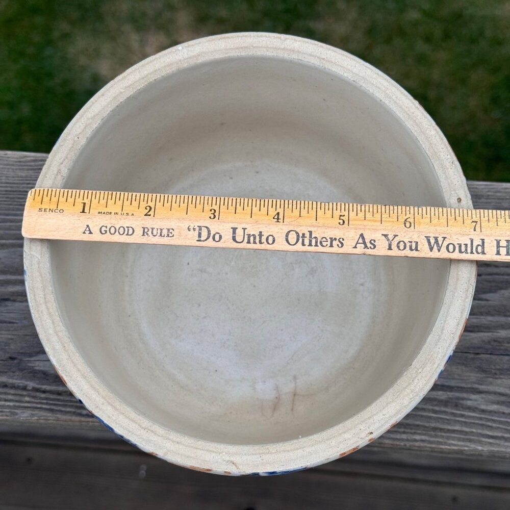 Red Wing Stoneware Smooth Spongeware 7" Mixing Bowl Blue Brown Farmhouse Vintage - Picture 11 of 14